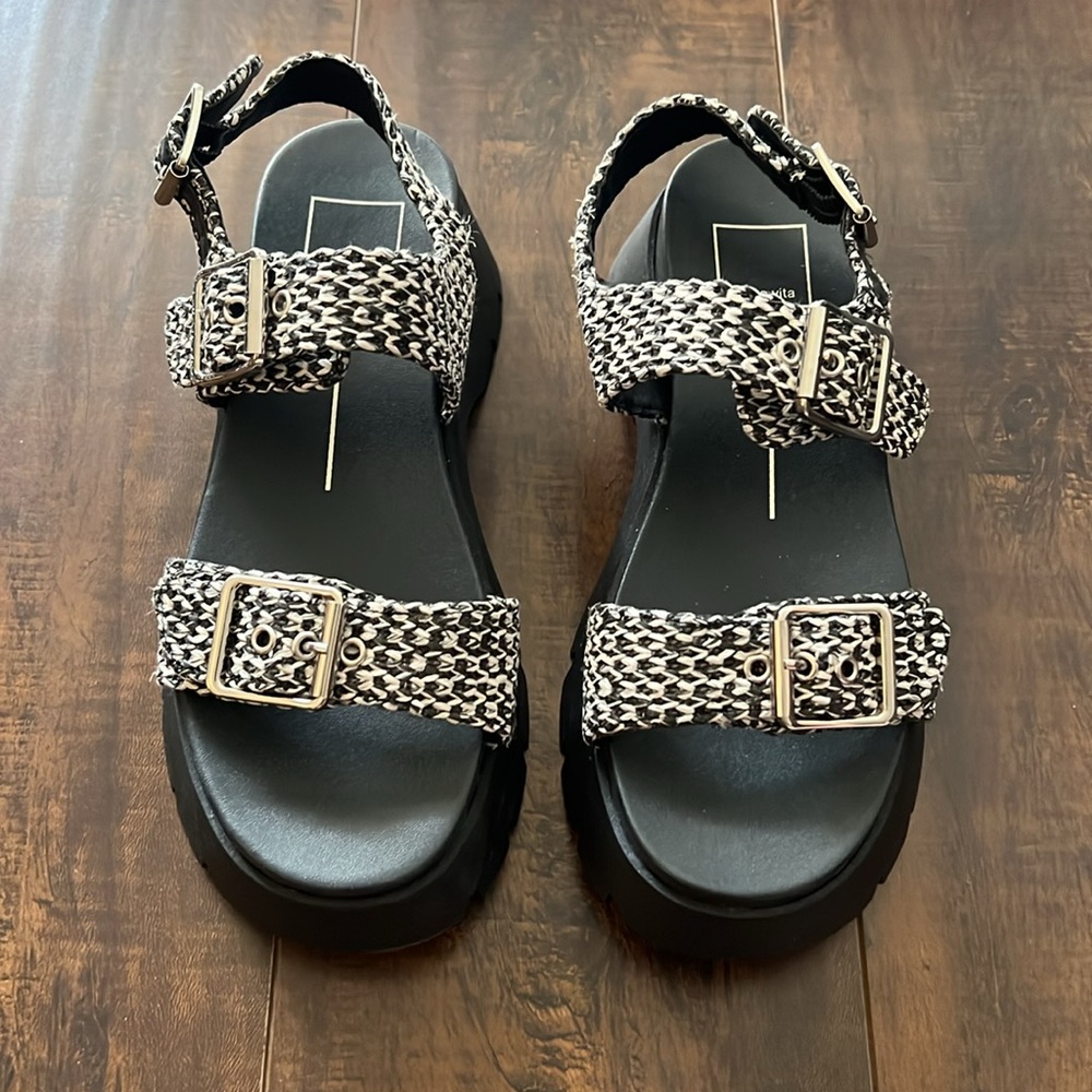 Dolce Vita Black and White Platform Sandals - Picture 2 of 5